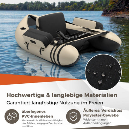 Inflatable Fishing Float Tube with Adjustable Backrest, 135x109x54 cm