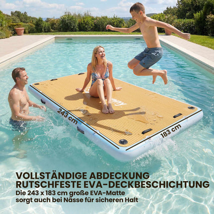 Inflatable Floating Platform, Non-Slip Deck, 4–6 Person Capacity