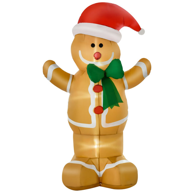Inflatable Gingerbread Man with LED Lights, 183cm Outdoor Decor