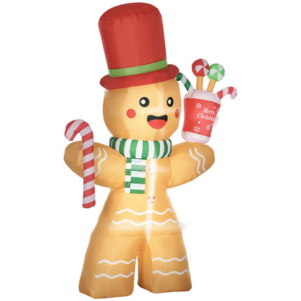 Inflatable Gingerbread Man with LED Lights, 235cm