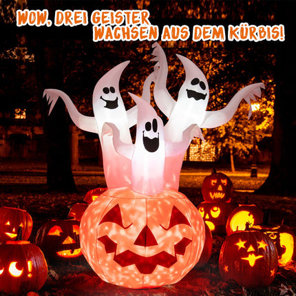Inflatable Halloween Ghosts With Pumpkin, LED, 182 cm