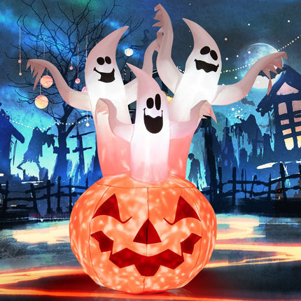 Inflatable Halloween Ghosts With Pumpkin, LED, 182 cm