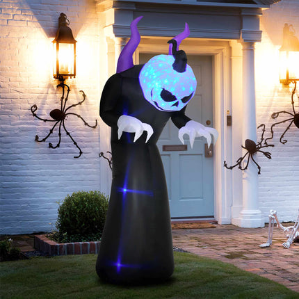 Inflatable Halloween Ghost with Pumpkin Head, LED Lights