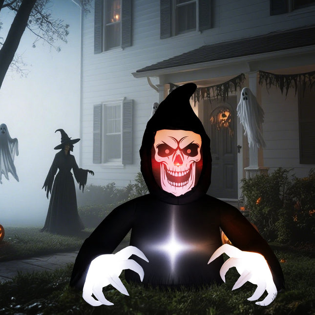 Inflatable Halloween Reaper with LED Lights and Blower