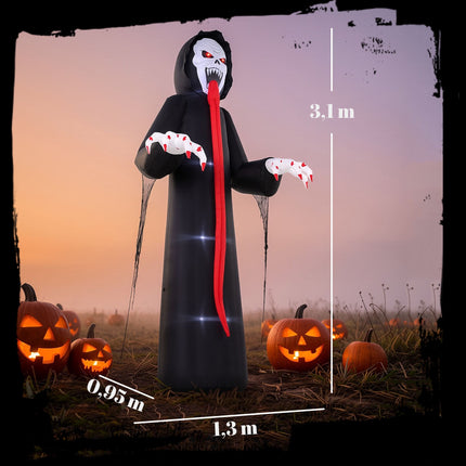 Inflatable Halloween Skeleton with LED Lights, 310 cm
