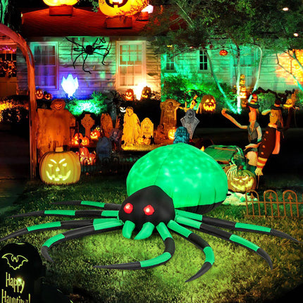 Inflatable Halloween Spider, Rotating LED Lights, 200cm