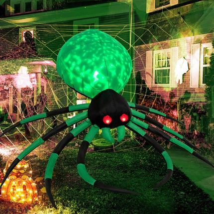 Inflatable Halloween Spider, Rotating LED Lights, 200cm