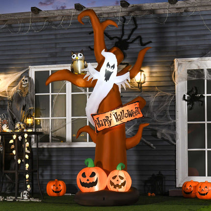 Inflatable Halloween Tree With Ghost, Pumpkin, LEDs, 2.7m