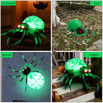 Inflatable Halloween spider with spider web spider with rotating LED light