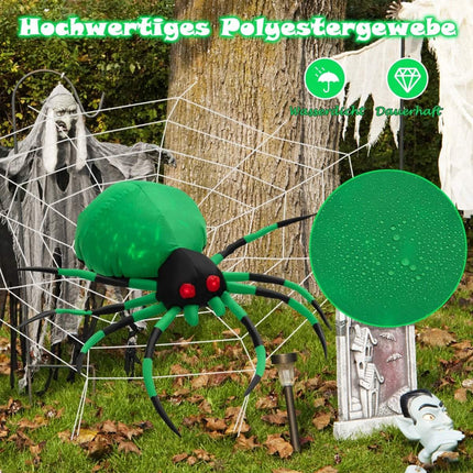 Inflatable Halloween spider with spider web spider with rotating LED light