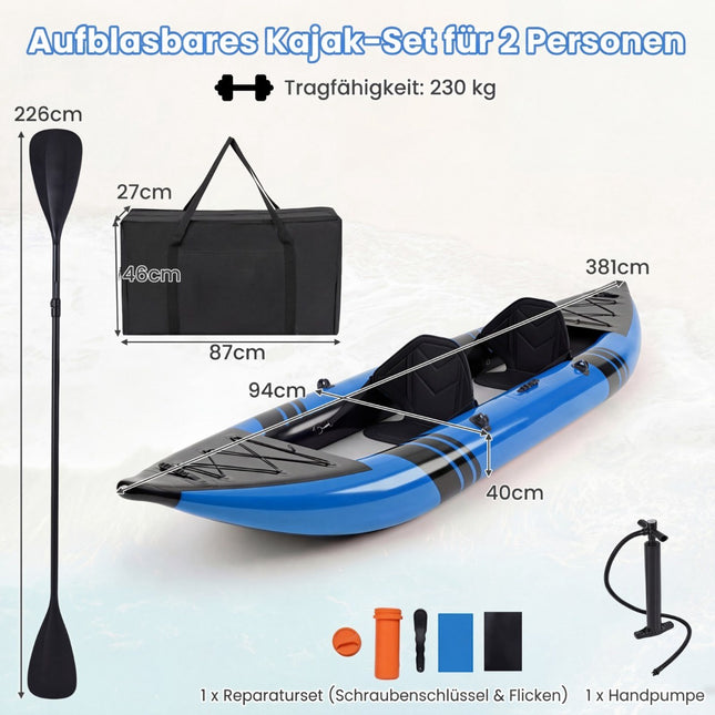 Inflatable Kayak Set with Aluminum Paddles & EVA Seats