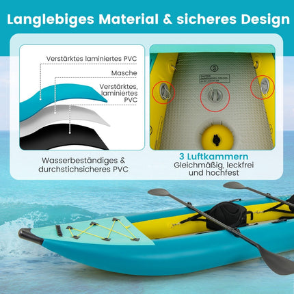 Inflatable Kayak Set with Aluminum Paddles & EVA Seats