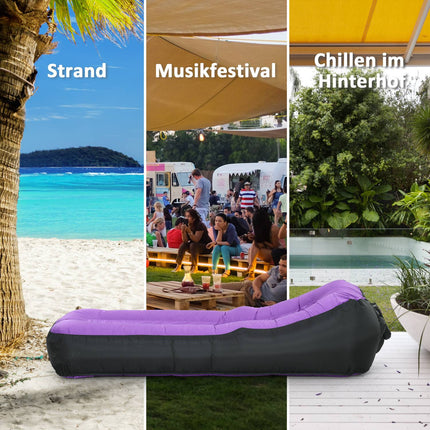 Inflatable waterproof sun lounger, self-inflating, 200 kg capacity