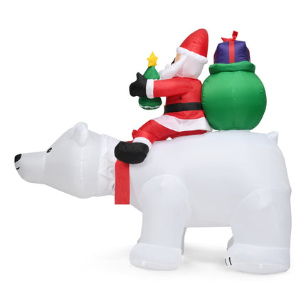 Inflatable Polar Bear with Santa, 200cm LED Christmas Decor