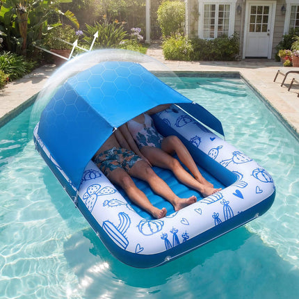 Inflatable Pool Float With UPF 50+ Canopy, 2-Person