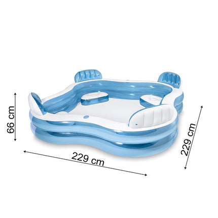 Inflatable Pool with Seats, 4-Person, 229x229x66 cm