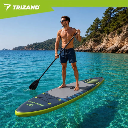 Inflatable SUP Board 350 cm with Adjustable Paddle, Pump, Backpack, Max 180 kg