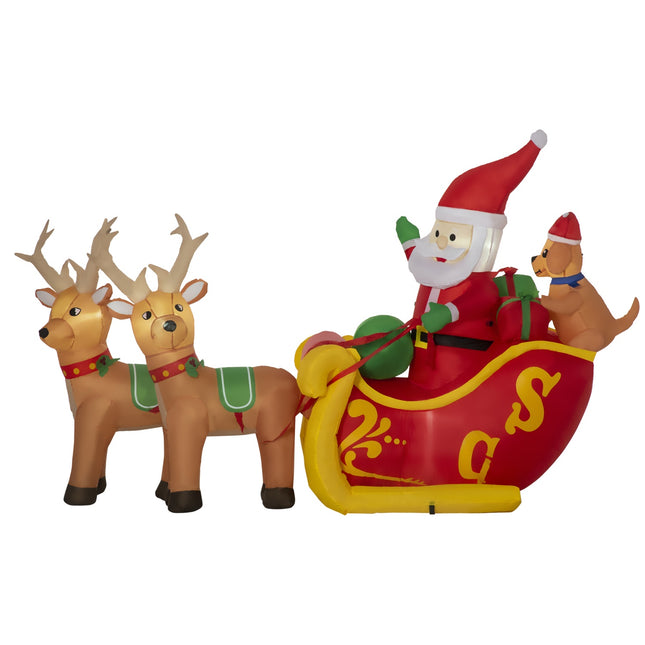 Inflatable Santa Claus with sleigh and LED light 230cm
