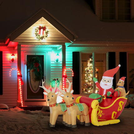 Inflatable Santa Claus with sleigh and LED light 230cm