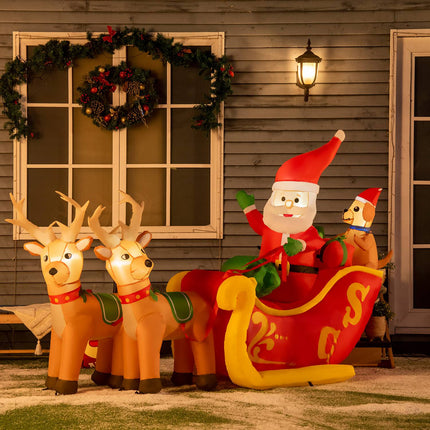 Inflatable Santa Claus with sleigh and LED light 230cm