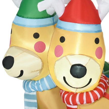 Inflatable Santa with reindeer, 210cm LED, waterproof decor