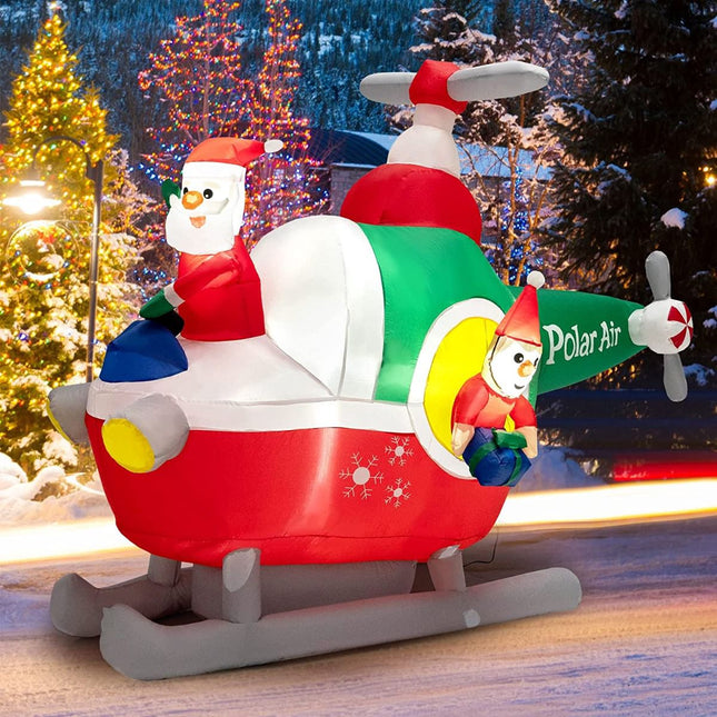 Inflatable Santa Helicopter, 180cm, LED Outdoor Decor