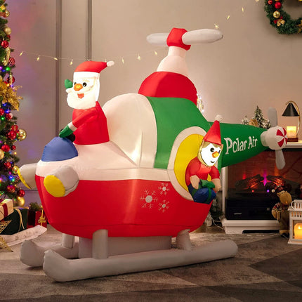 Inflatable Santa Helicopter, 180cm, LED Outdoor Decor