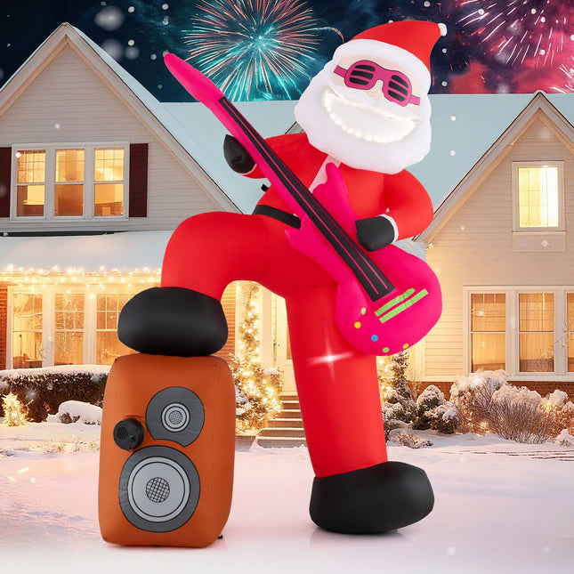 Inflatable Santa With Guitar, Music, LEDs, 180 cm