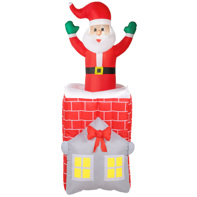 Inflatable Santa in Chimney with LEDs and Blower