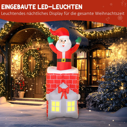 Inflatable Santa in Chimney with LEDs and Blower