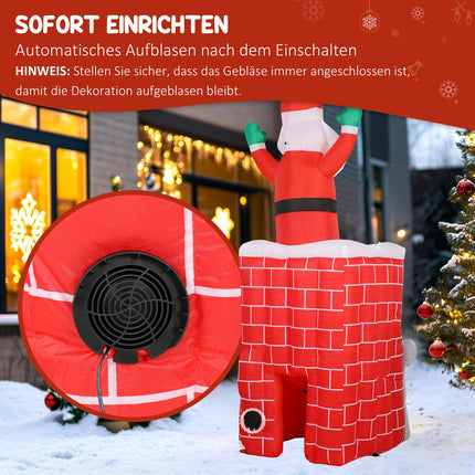 Inflatable Santa in Chimney with LEDs and Blower