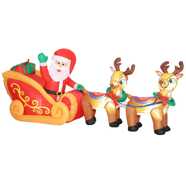 Inflatable Santa in Sleigh Christmas Decoration, Polyester