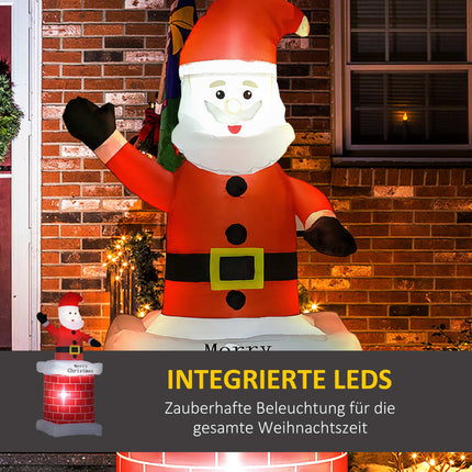 Inflatable Santa with Chimney, LED Lights, 210 cm