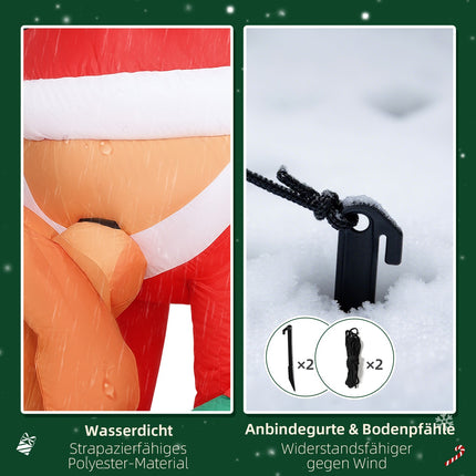 Inflatable Santa with Dog and LED Lights, 214 cm