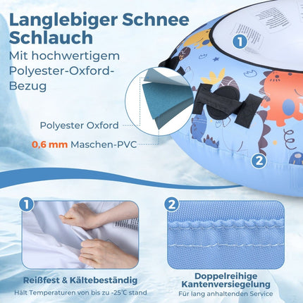 Inflatable Snow Tube with Handles & Pump – 132cm, 100kg Capacity