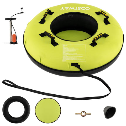 Inflatable Snow Tube with Tow Rope & Pump, 100cm, Green