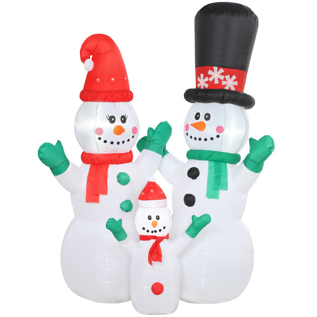 Inflatable Snowman Family, 1.8m Christmas Decor with LEDs