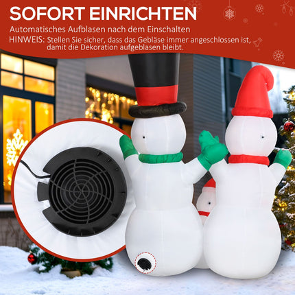Inflatable Snowman Family, 1.8m Christmas Decor with LEDs