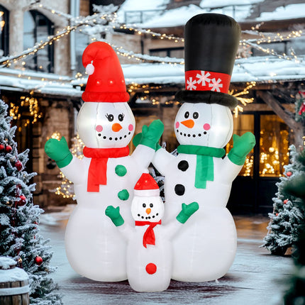 Inflatable Snowman Family, 1.8m Christmas Decor with LEDs