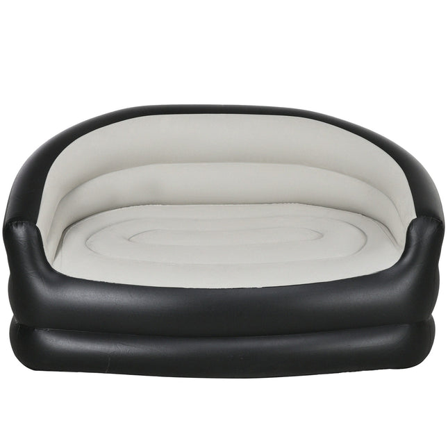 Nadmuchiwana Sofa Nadmuchiwana Kanapa Z Miękkim Pluszem Dla 2 Osób, Do Użytku Wewnątrz I Na Zewnątrz, Jasnoszara, 125X100X87Cm