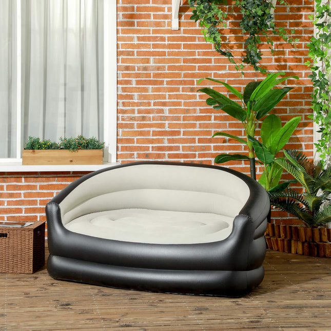 Nadmuchiwana Sofa Nadmuchiwana Kanapa Z Miękkim Pluszem Dla 2 Osób, Do Użytku Wewnątrz I Na Zewnątrz, Jasnoszara, 125X100X87Cm