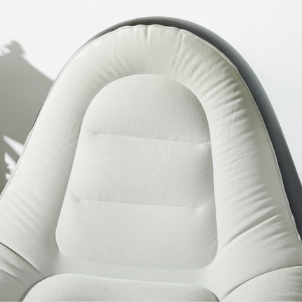 Inflatable sofa with footstool & cup holder, light grey
