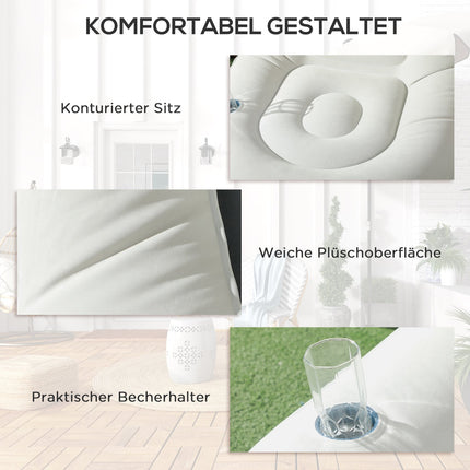 Inflatable sofa with footstool & cup holder, light grey