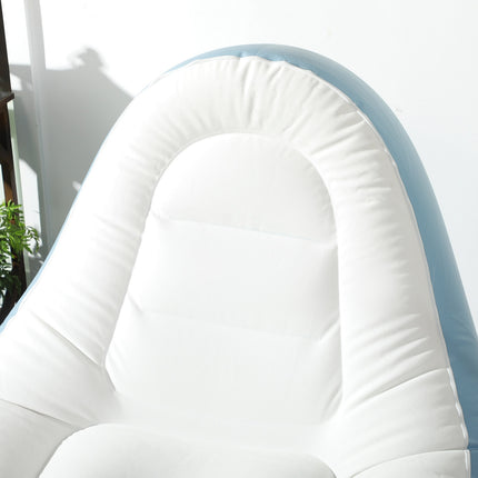 Inflatable sofa with footstool and cup holder, white 125x100x87 cm