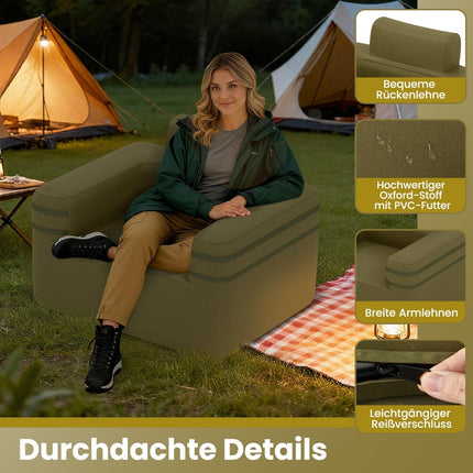 Inflatable Sofa with Built-In Pump & Storage Bag for Camping