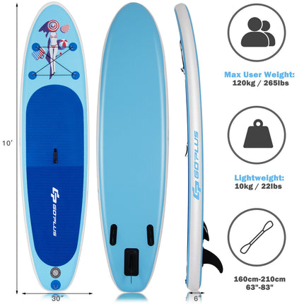 Inflatable Stand Up Paddle Board 10 Ft, Paddle, Pump, Backpack