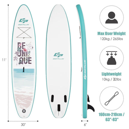 Inflatable Stand Up Paddle Board 11 Ft, Paddle and Pump