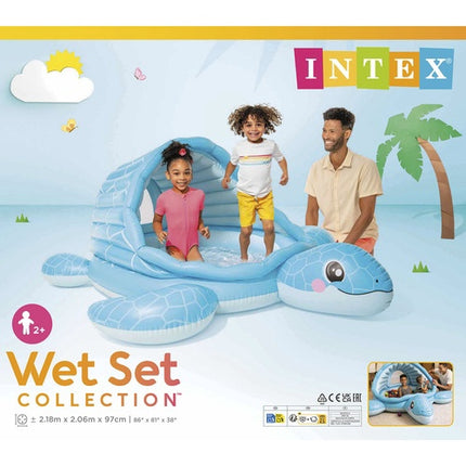 Inflatable Turtle Pool with Roof – 218 x 206 x 97 cm