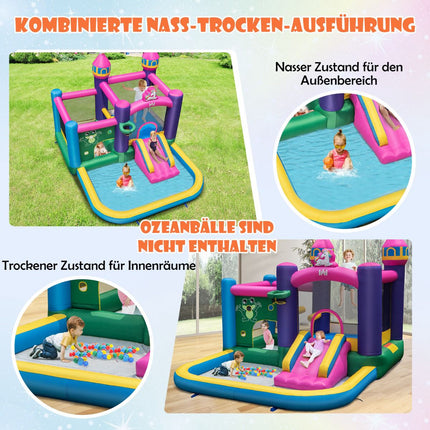 Inflatable Water Slide with Blower, 327x392x270 cm, Oxford Fabric