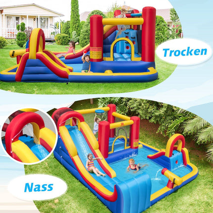 Inflatable Water Slide with Climbing Wall and Cannon